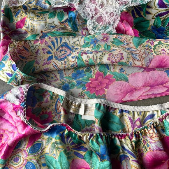 Vintage 80s Victoria's Secret Teddy Floral Set Lingerie Sleepwear - Picture 4 of 6